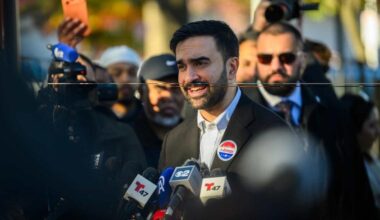 Then-Democratic Mayor-elect Zohran Mamdani speaks to members of the media during a press conference after voting on Nov. 4, 2025.