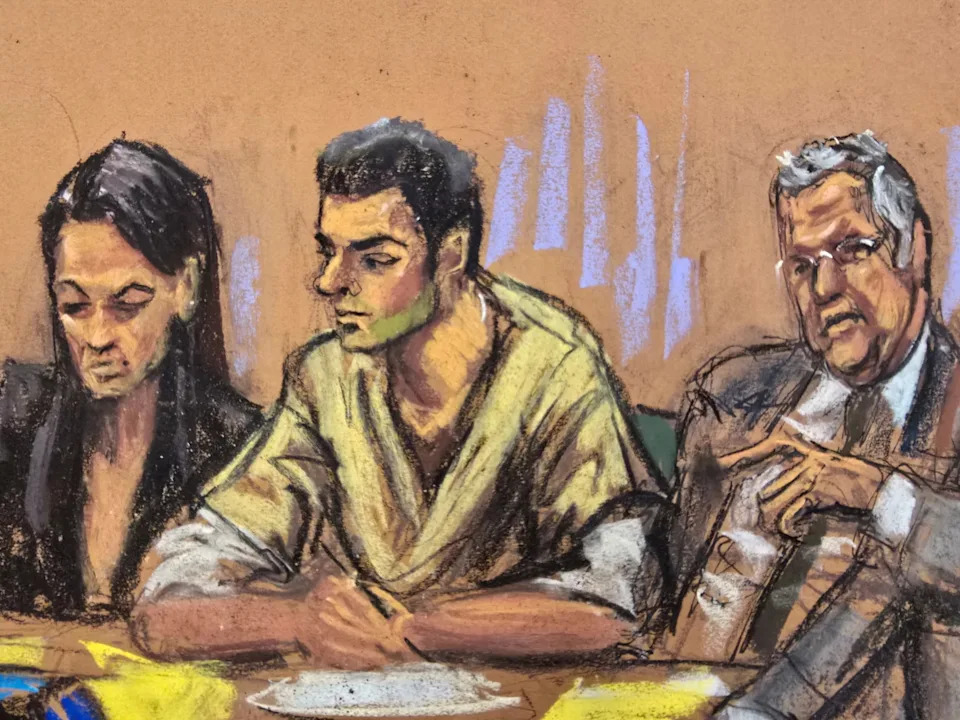 Jane Rosenberg/Reuters - PHOTO: Luigi Mangione at the Manhattan Federal Courthouse, to appear on murder charges for the killing of UnitedHealthcare chief executive Brian Thompson, in New York, Jan. 9, 2026, in this courtroom sketch.