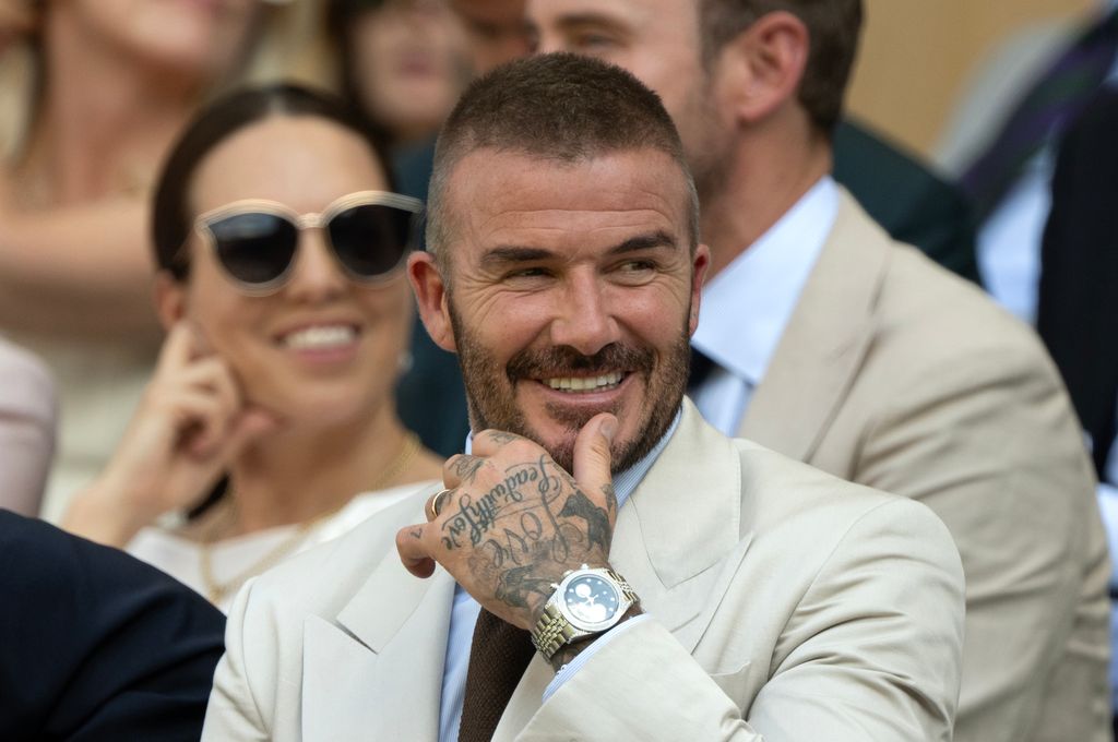 Sir David Beckham watches on during the Gentlemen's Singles first round match