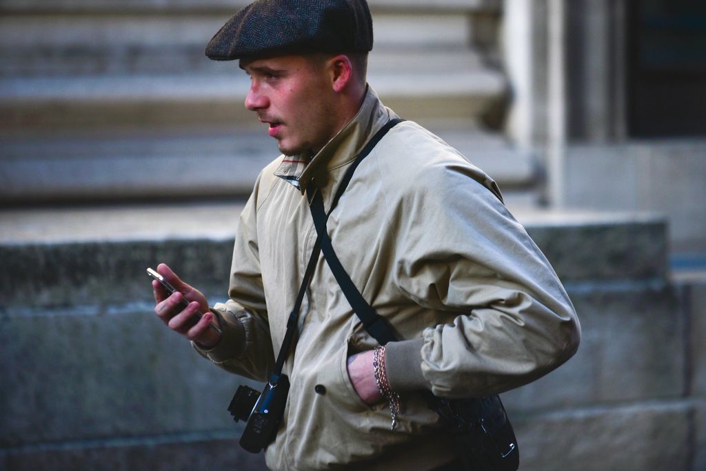 Brooklyn Beckham pictured working during London Fashion Week in September 2018
