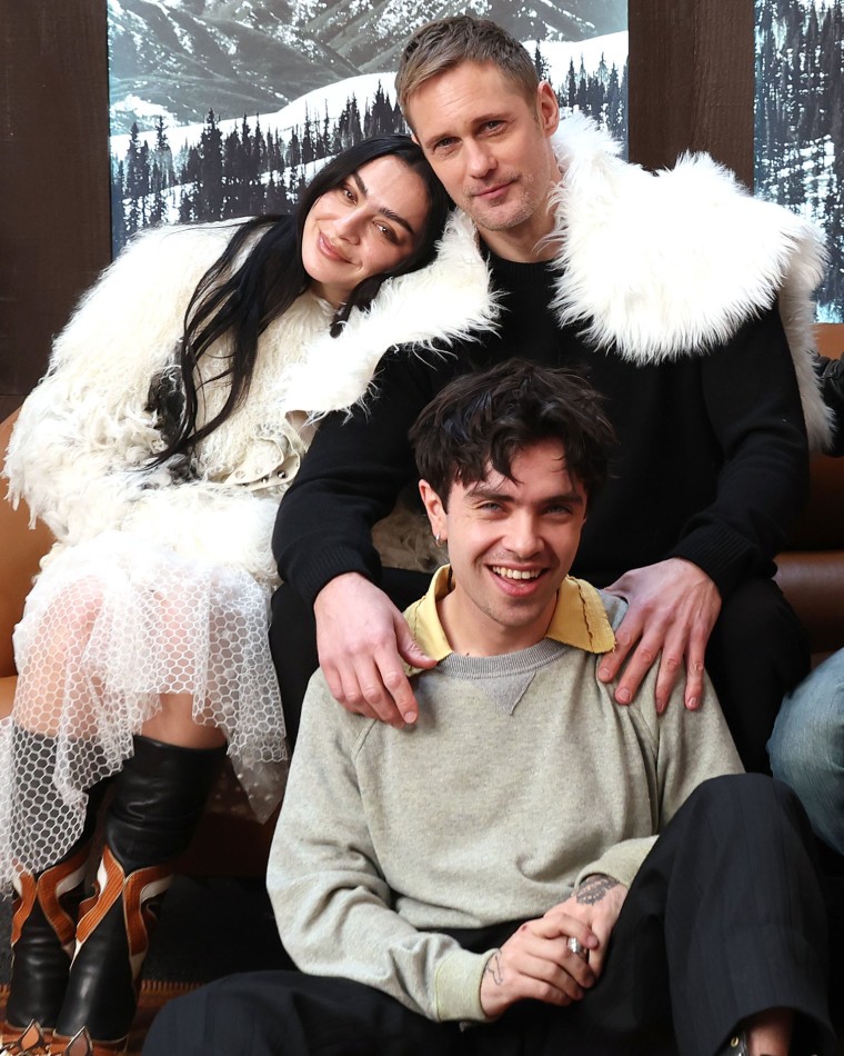 Charli xcx, Alexander Skarsgård and Aidan Zamiri at the Sundance Film Festival