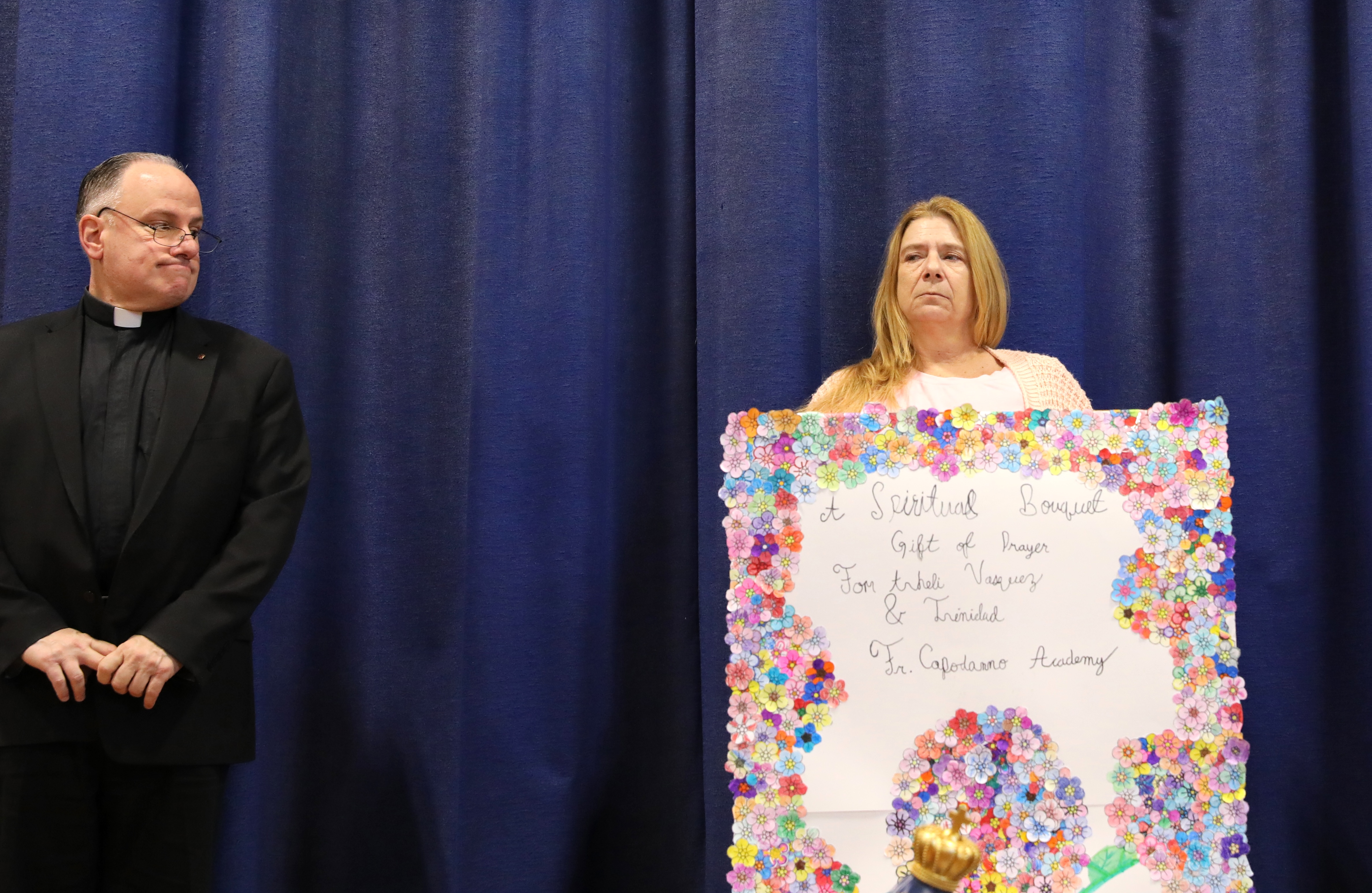 A dedication for Anheli Vasquez-Trinidad was held on Tuesday, Jan. 20, at Father Vincent Capodanno Catholic Academy. Principal Debbie Cretella led the school in remembering the first grader during an assembly with her mother, Rev. Michael Martine, Jann Amato, classmates, and teachers. (Advance/SILive.com|Jan Somma-Hammel)