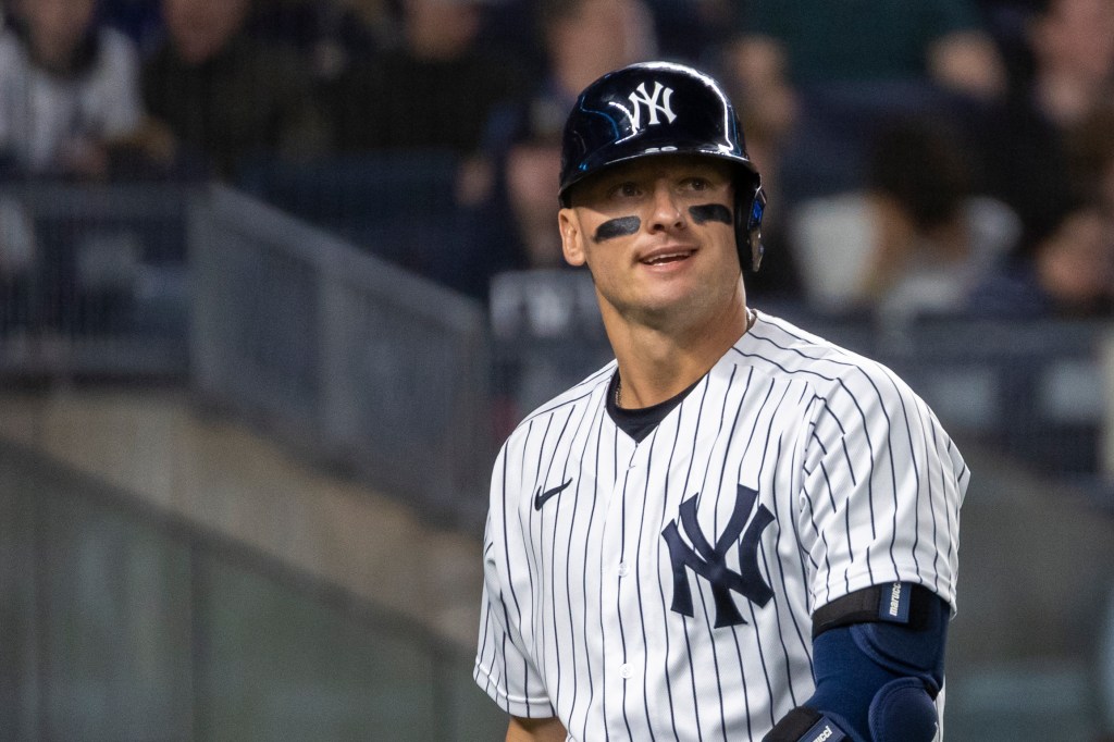 New York Yankees third baseman Josh Donaldson looking out on the field.