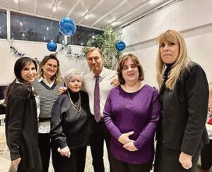 (L. to r.): Dianna Loiselle; Irene Stathatos, UCCA VP; RoseMarie Poveromo, UCCA Pres­ident; Honorable Judge Peter Vallone Jr.; Car­oline Simeone; and Florence Koulouris. Photos George Rivera