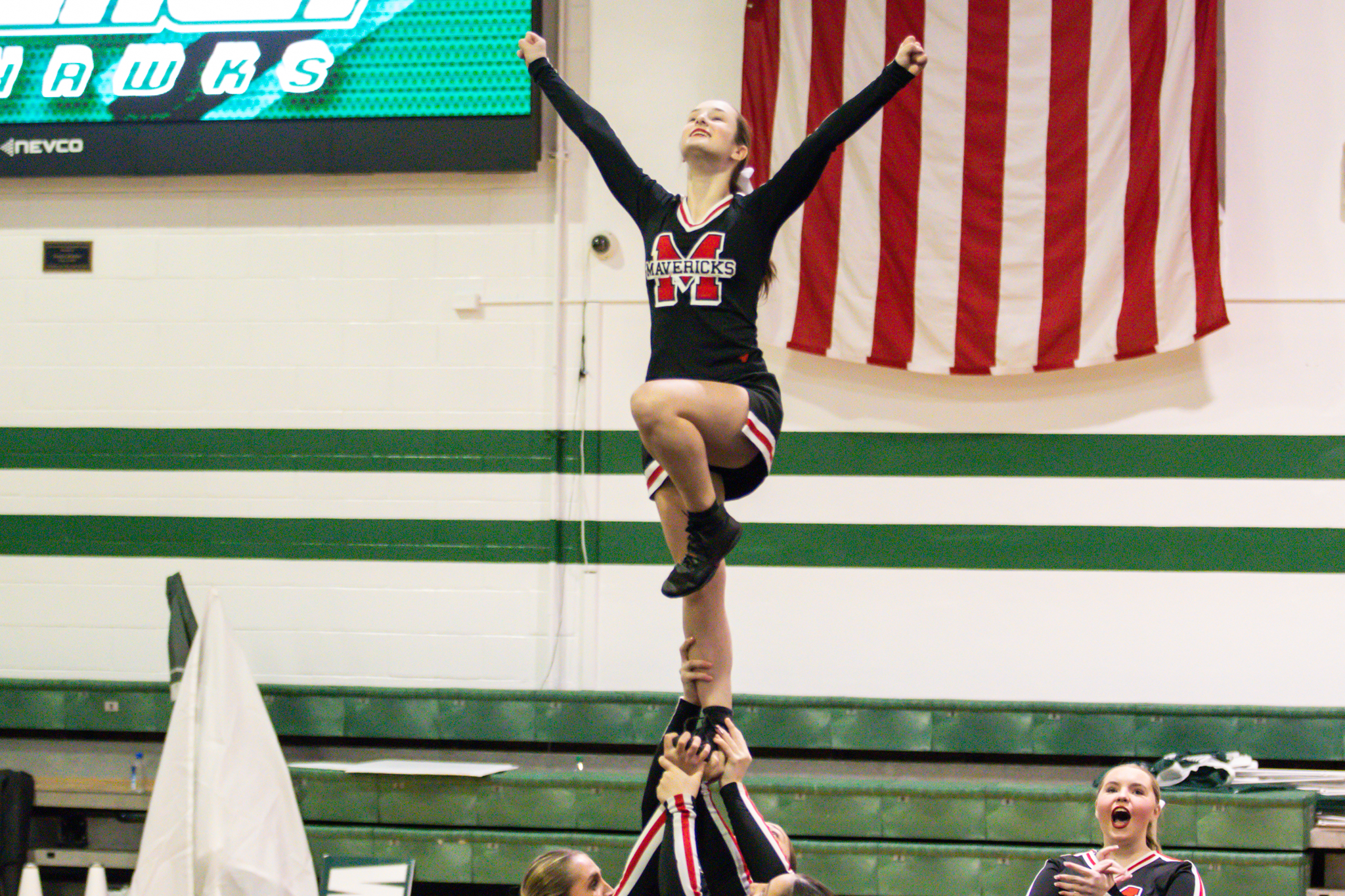 The event featured performances from four of the Staten Island teams competing in the National High School Cheerleading Competition this weekend along with the Seahawks showing off its routine. (Annie DeBiase for the Advance/SILive.com)