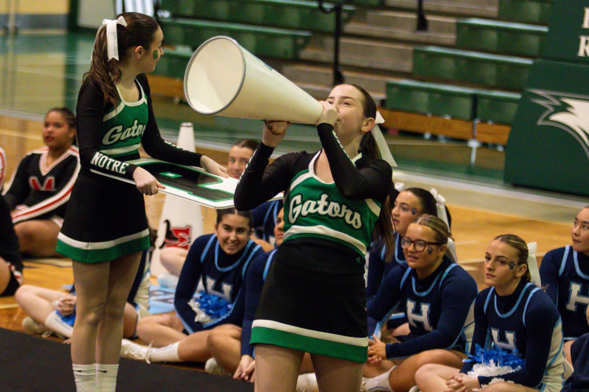 The event featured performances from four of the Staten Island teams competing in the National High School Cheerleading Competition this weekend along with the Seahawks showing off its routine. (Annie DeBiase for the Advance/SILive.com)