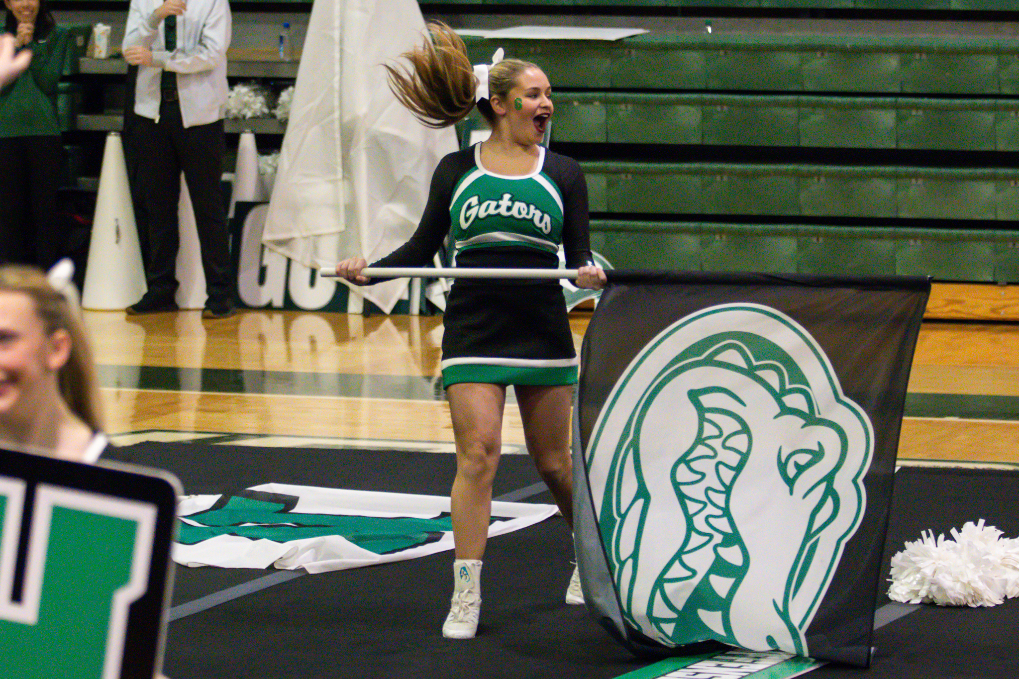 The event featured performances from four of the Staten Island teams competing in the National High School Cheerleading Competition this weekend along with the Seahawks showing off its routine. (Annie DeBiase for the Advance/SILive.com)