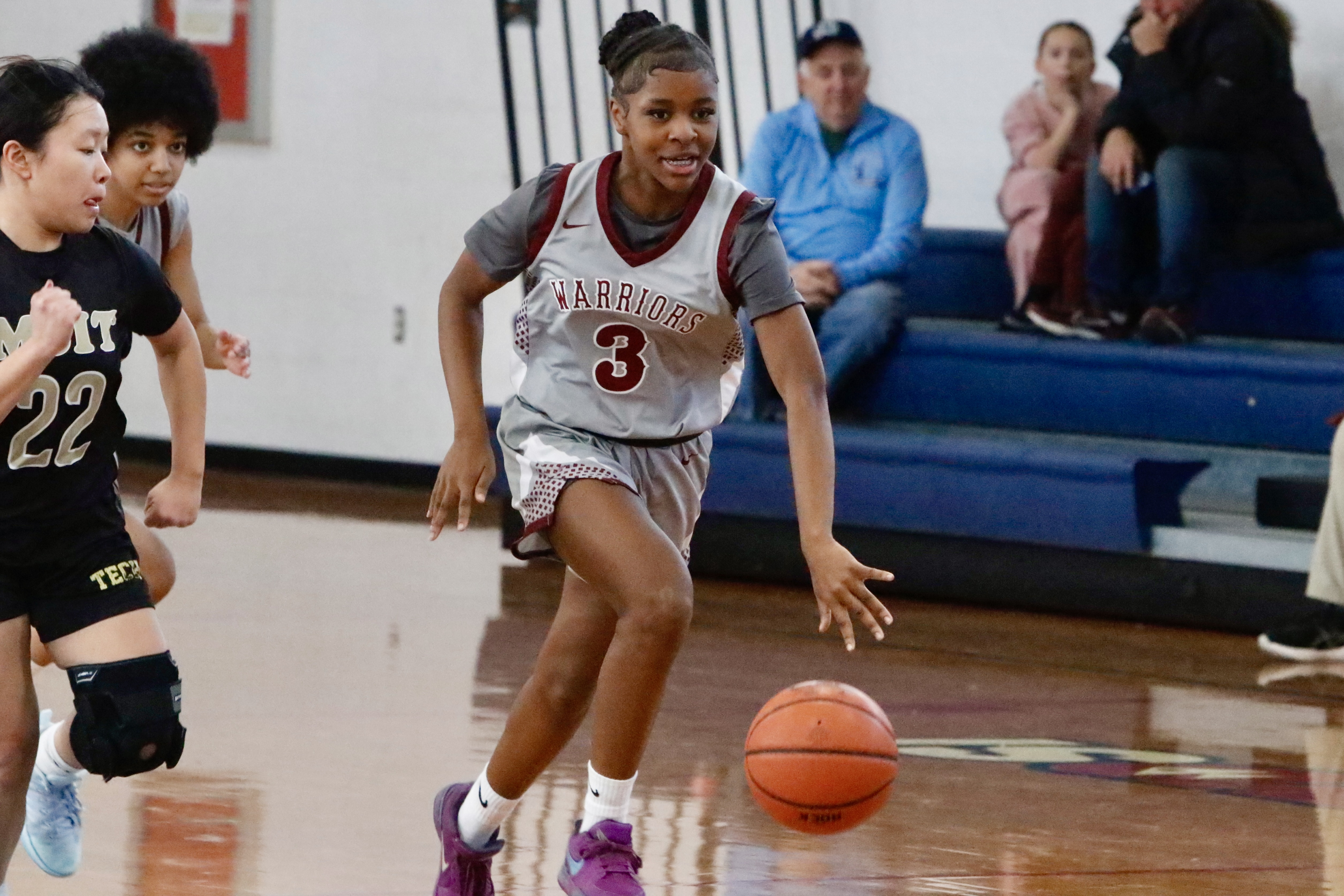 Curtis' Joceline Dogan pushes the ball up the floor during a Borough President's Cup matchup vs. MSIT on Jan. 24, 2026.
