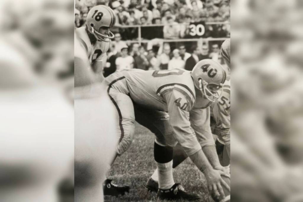 Cam Innes, #40, was a centre offensive lineman with the Queen&rsquo;s Golden Gaels football team from 1968 to 1971, helping the team Yates Cup, Churchill Bowl, and the Vanier Cup in his rookie year. (Contributed photo)