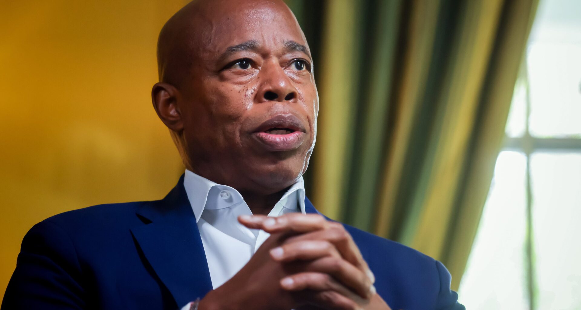 Eric Adams, former mayor of New York, during a Bloomberg Television interview at Gracie Mansion in New York, on Aug. 26, 2025.