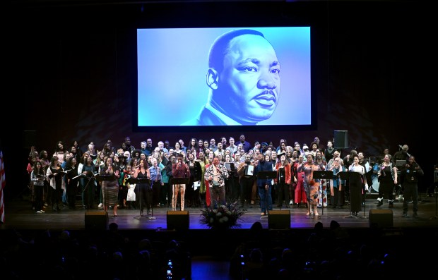 The Fire Ensemble performs onstage during the 39th Annual Brooklyn Tribute to Dr. Martin Luther King, Jr. at BAM Peter Jay Sharp Building on Jan. 20, 2025 in New York. (Photo by Roy Rochlin/Getty Images for (BAM) Brooklyn Academy of Music)