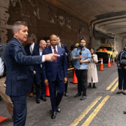 Secretary of Transportation Sean Duffy and Mayor Eric Adams tour the DOT Secretary Sean Duffy and Mayor Eric Adams tour the Brooklyn-Queens Expressway. Credit: Ed Reed/Mayoral Photography Office.