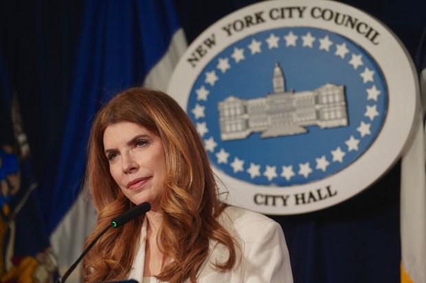 Julie Menin is sworn in as Speaker of the New York City Council on Wednesday, Jan. 7, 2025, at City Hall. (Gerardo Romo / NYC Council Media Unit)