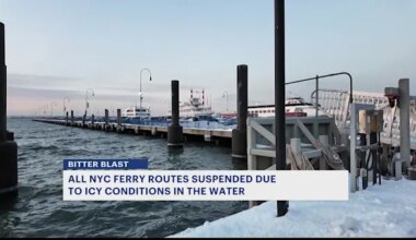 News 12 | Brooklyn | NYC Ferry services suspended due to icy water