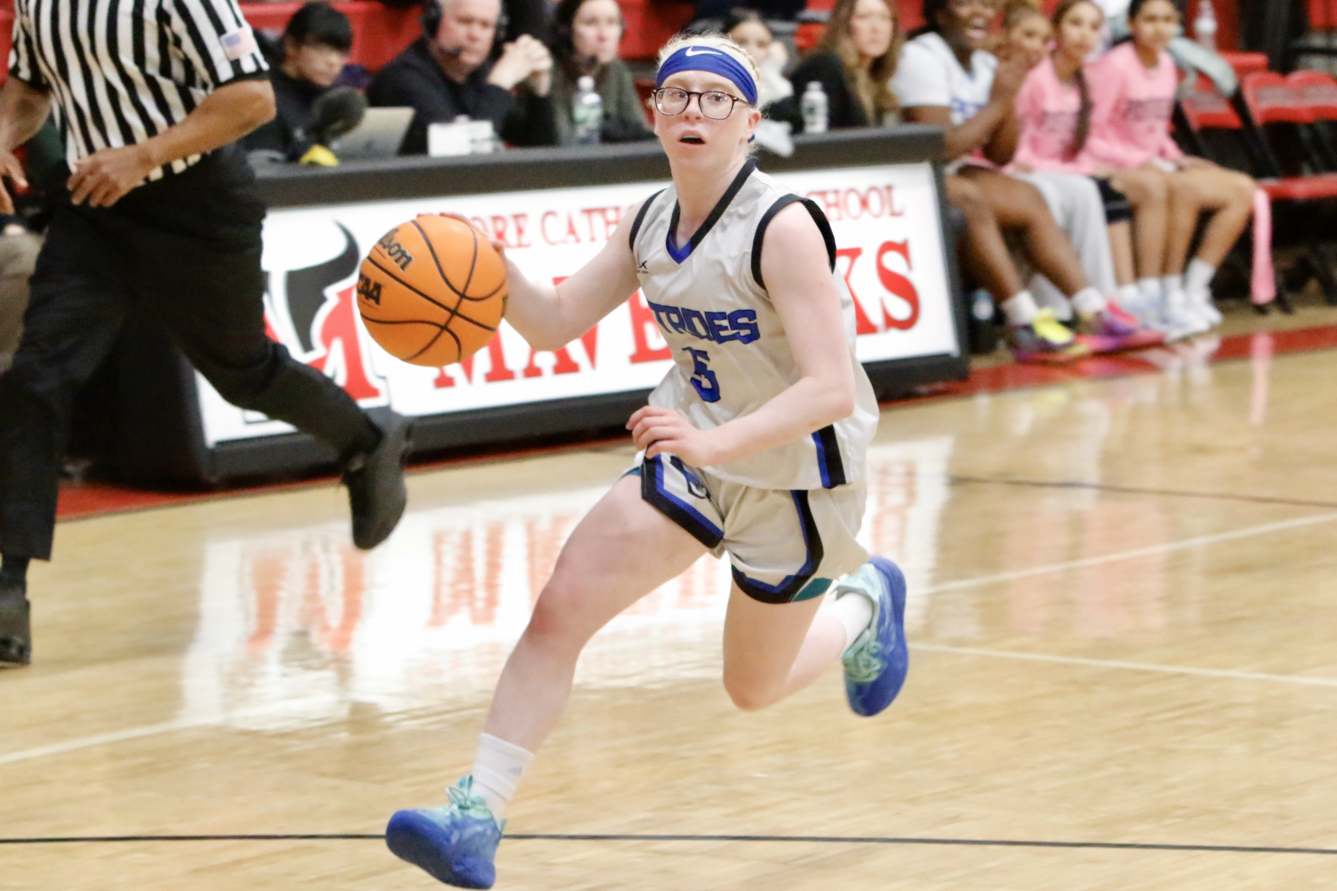 Petrides' Sabrina DeFazio handles the ball during a Borough President's Cup game against CSI/McCown on Jan. 23, 2025.