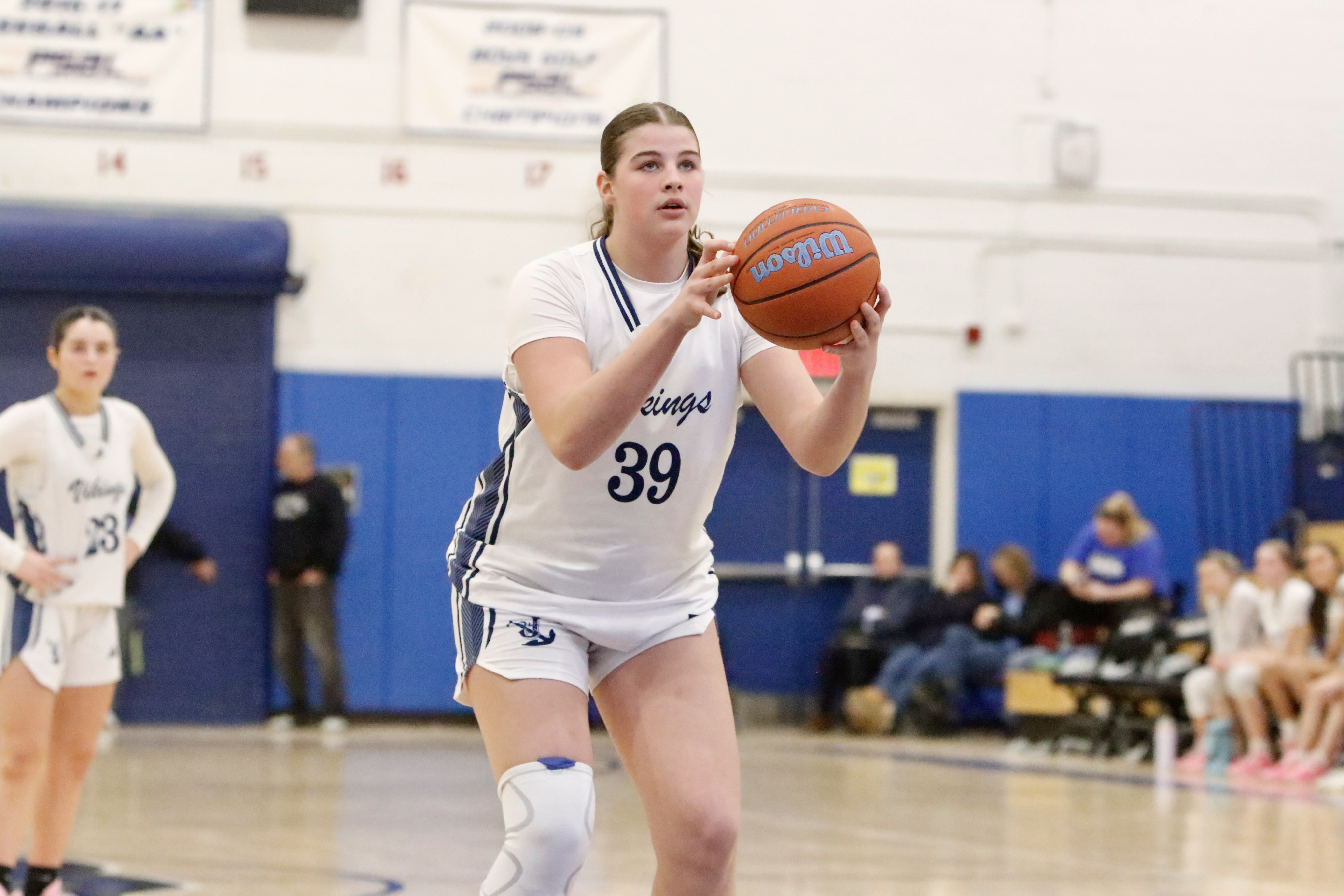 St. Joseph by the Sea's Teagan Rowley lines up a free throw during a Borough President's Cup quarterfinal meeting vs. St. Joseph Hill on Jan. 27, 2025.
