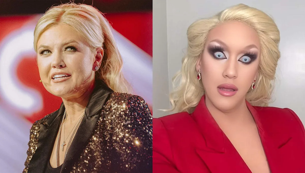Drag queen’s hilarious wild-eyed Erika Kirk parody goes viral, raises cash to fight MAGA