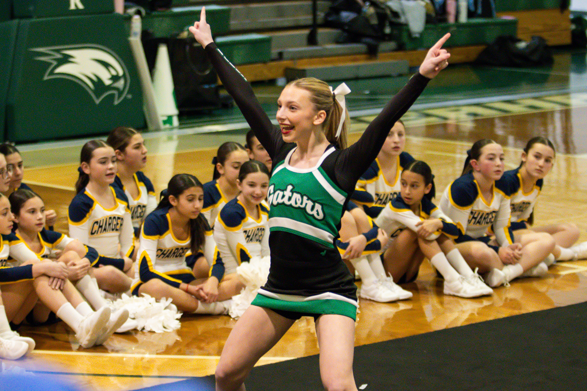The event featured performances from four of the Staten Island teams competing in the National High School Cheerleading Competition this weekend along with the Seahawks showing off its routine. (Annie DeBiase for the Advance/SILive.com)