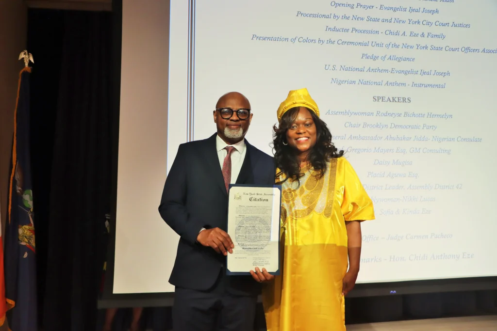 Hon. Chidi Eze alongside Rodneyse Bichotte Hermelyn. Brooklyn Eagle photo by Mario Belluomo