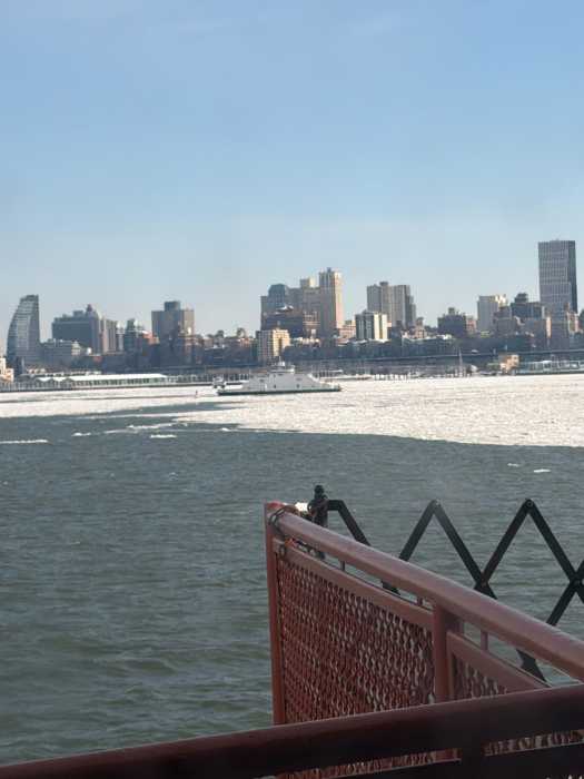 ice in east river from staten island ferry