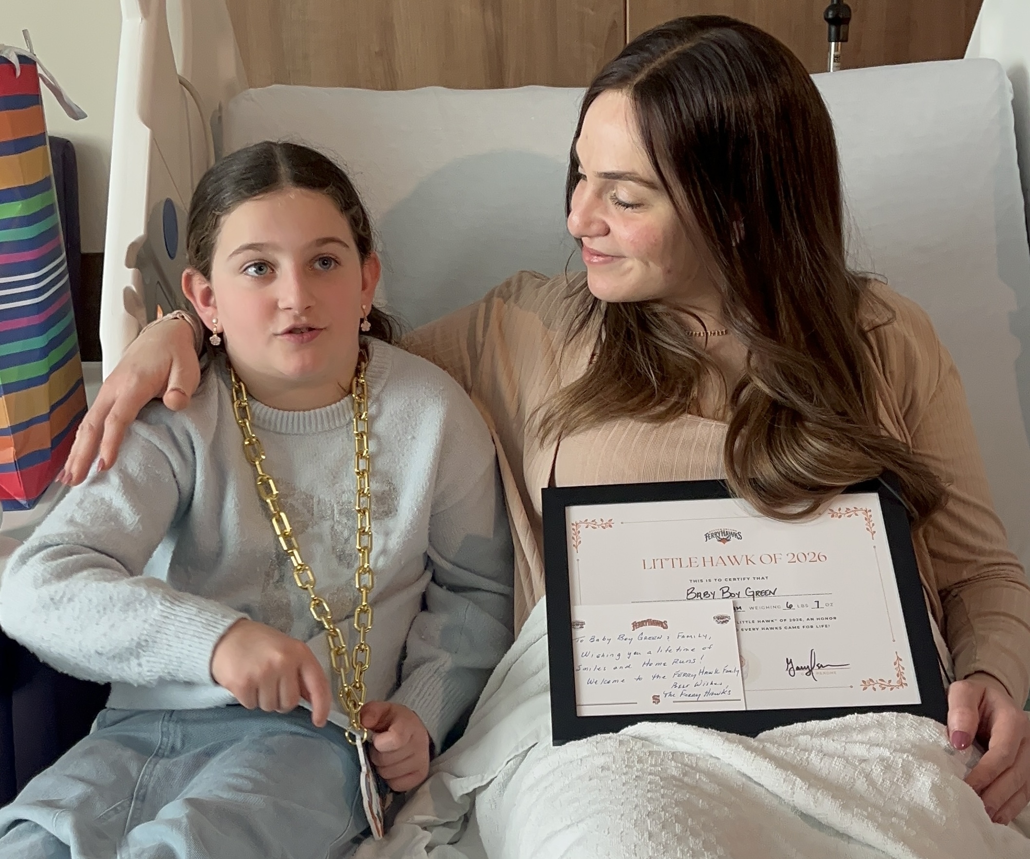 Baby boy Green’s sister Zohar Liberow, 9, and mom, Chaya Green are so happy  at the start of this new year as they welcome baby boy Green, born on Thursday, Jan. 1, at 3:50 a.m. at Northwell Staten Island University Hospital, Ocean Breeze. (Advance/SILive.com | Jan Somma-Hammel)