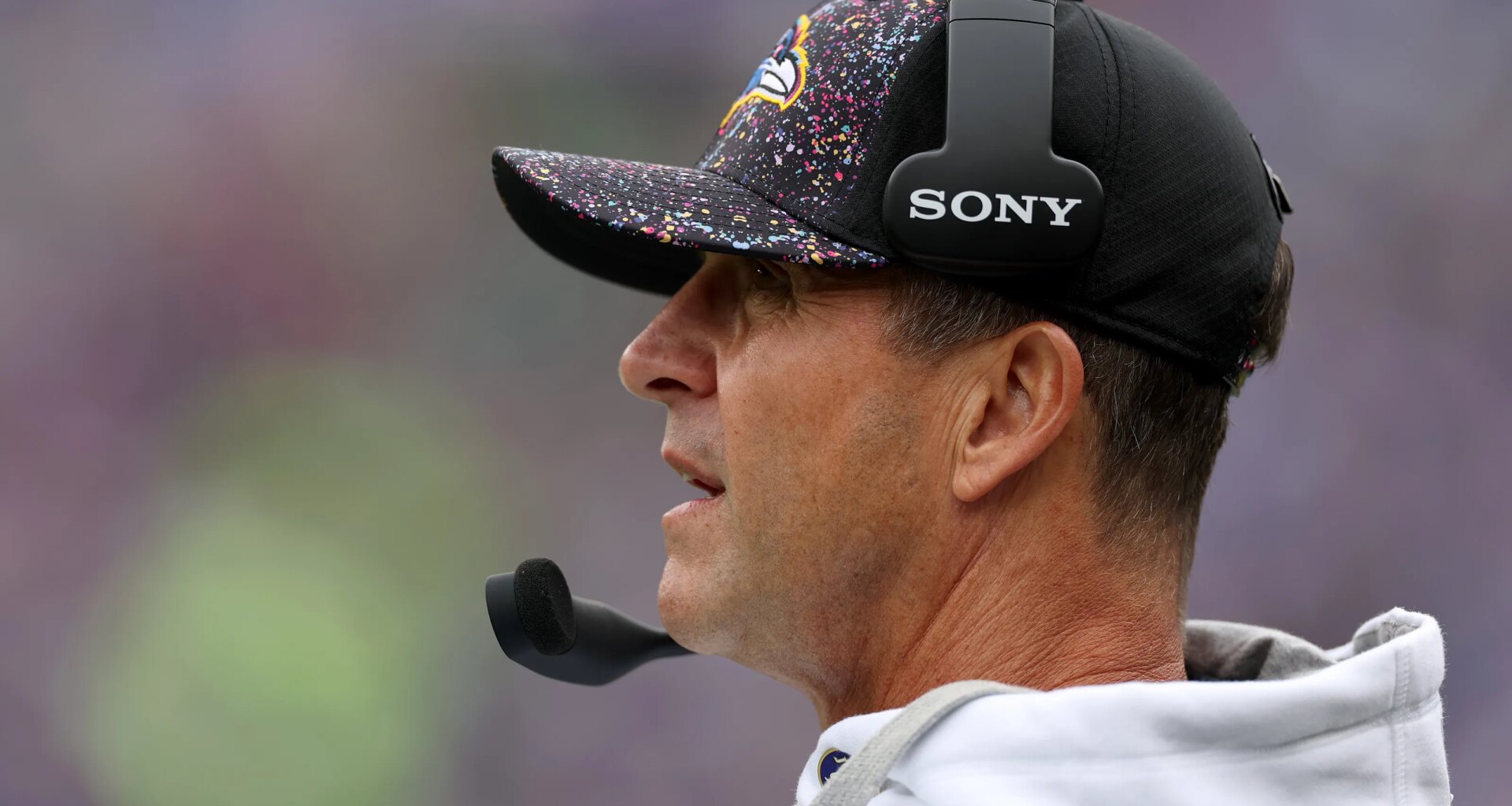 John Harbaugh arrives at New York Giants' facilities