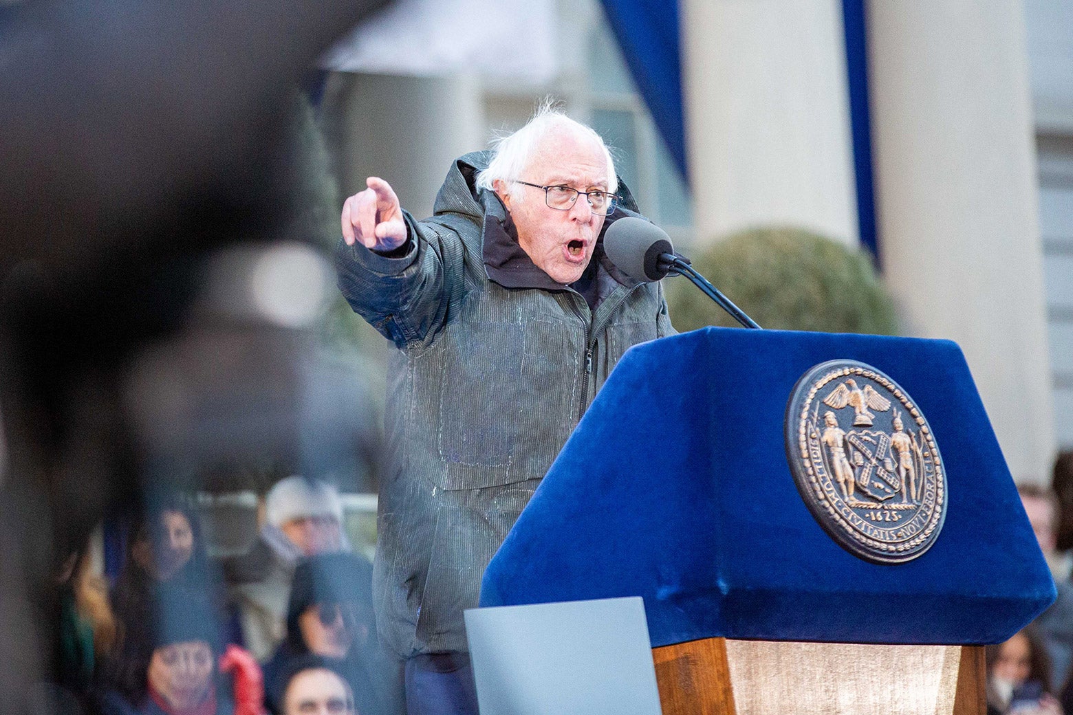 Bernie Sanders addresses the crowd.