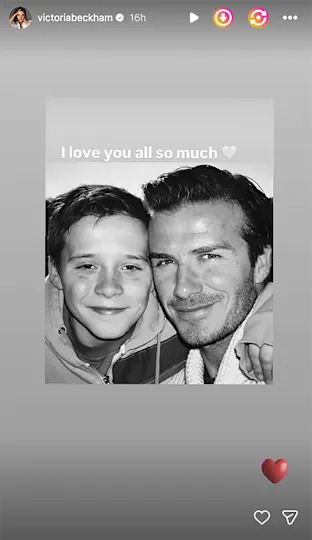 Despite the feud, David shared a throwback pic of himself with Brooklyn on New Year’s Eve on his Instagram Stories. Victoria Beckham/Instagram