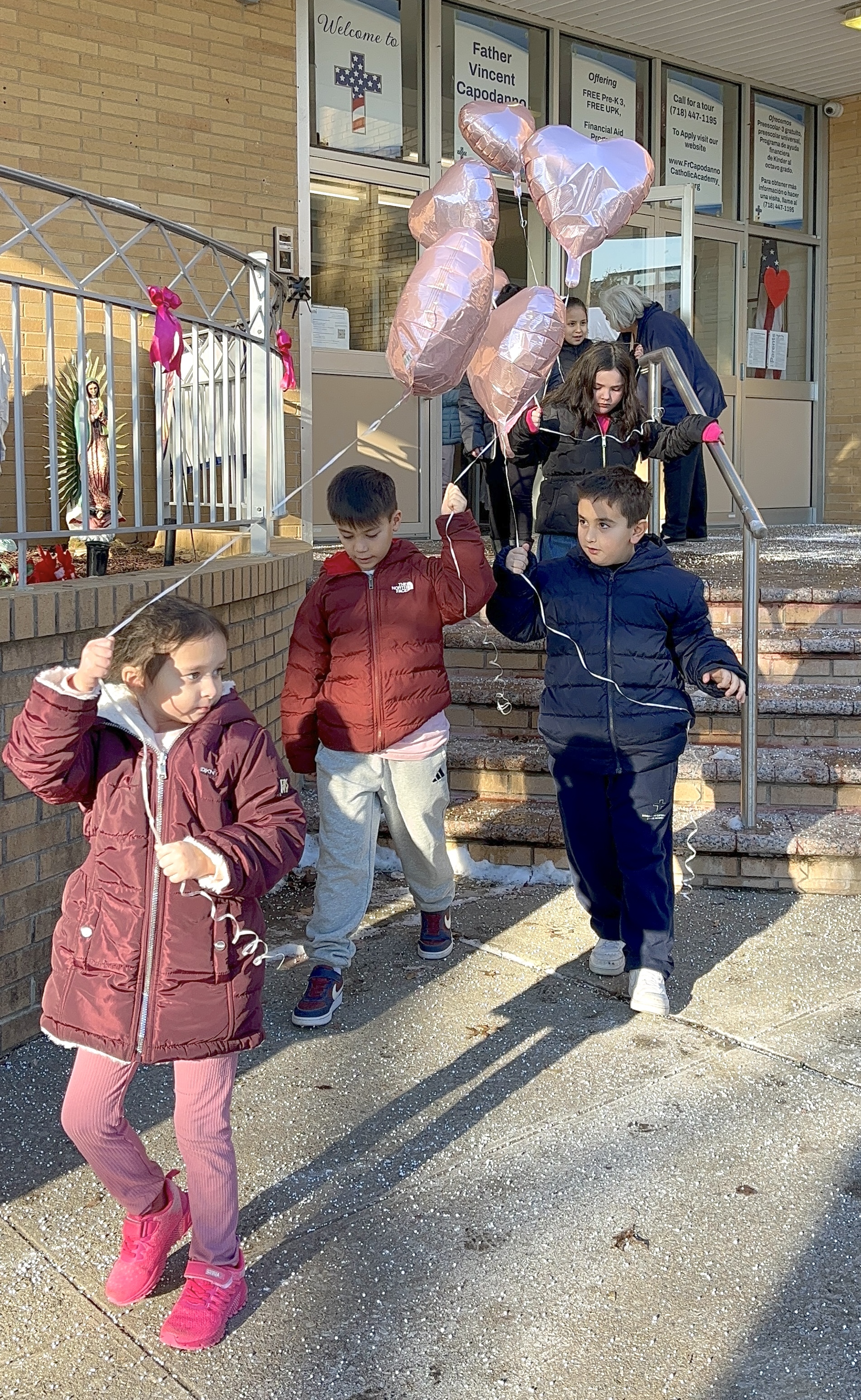 First grade classmates release balloons at the dedication for Anheli Vasquez-Trinidad held on Tuesday, Jan. 20 at Father Vincent Capodanno Catholic Academy.  (Advance/SILive.com|Jan Somma-Hammel)