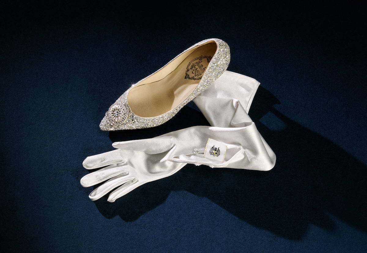 Sophie’s shoes and gloves on dark blue background