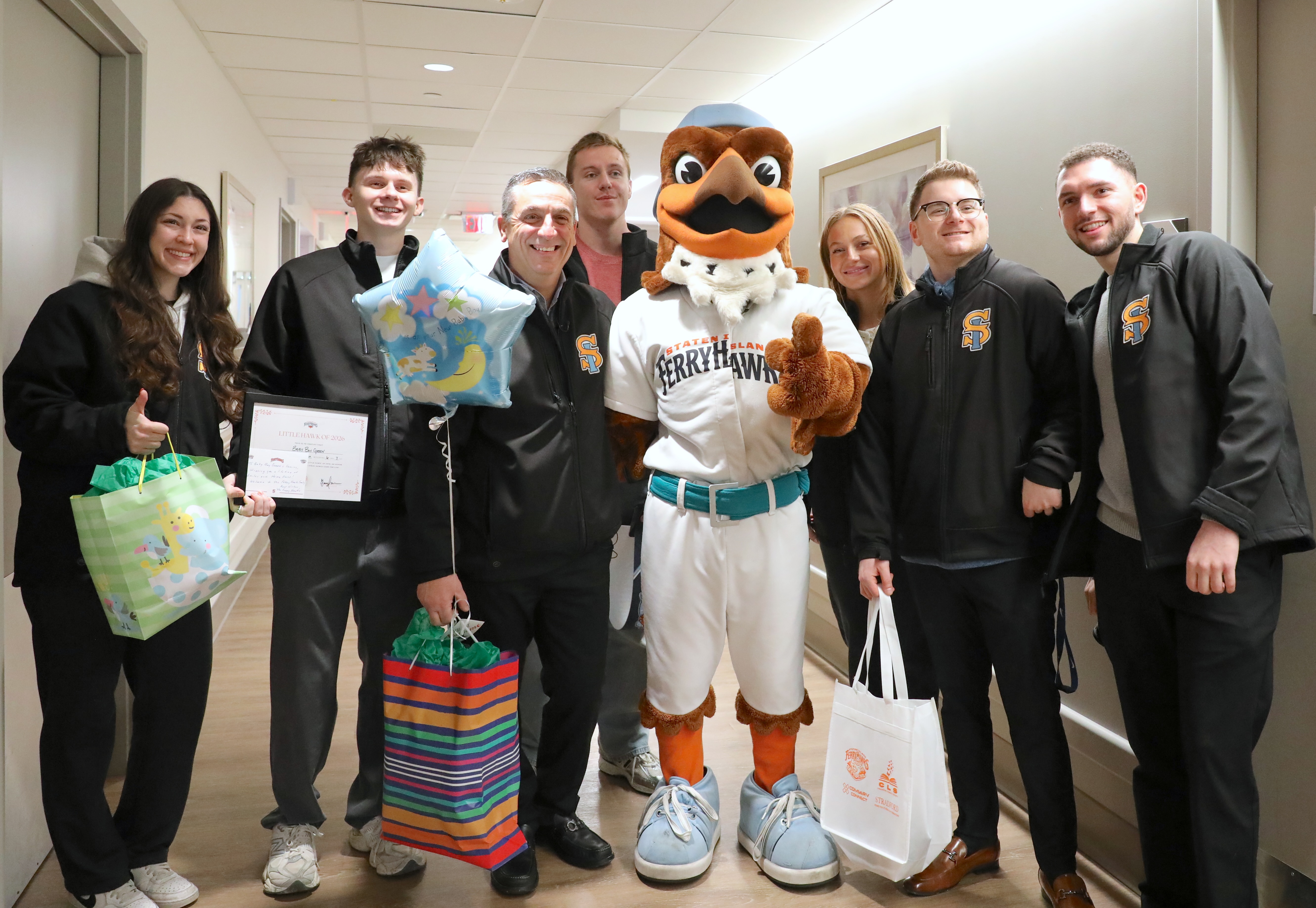 Baby boy Green was born on Thursday, Jan. 1, at 3:50 a.m. at Northwell Staten Island University Hospital, Ocean Breeze. The Staten Island Ferry Hawks general manager and front office staff visited them today to declare them Ferry Hawks family of the year. (Advance/SILive.com | Jan Somma-Hammel)
