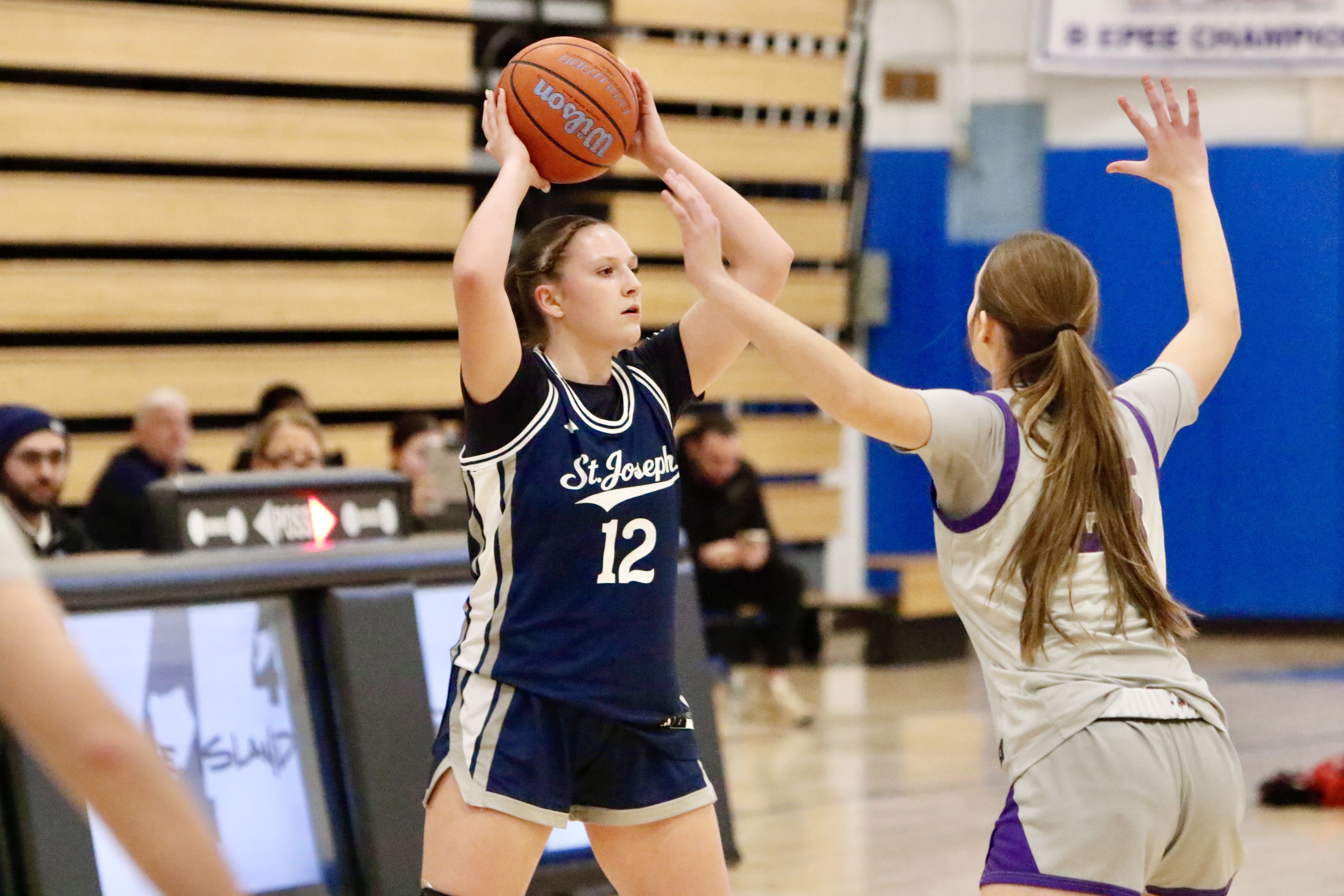 Sea's Maria O'Connell looks to skip a pass during a Borough President's Cup matchup against Tottenville on Jan. 29, 2026.