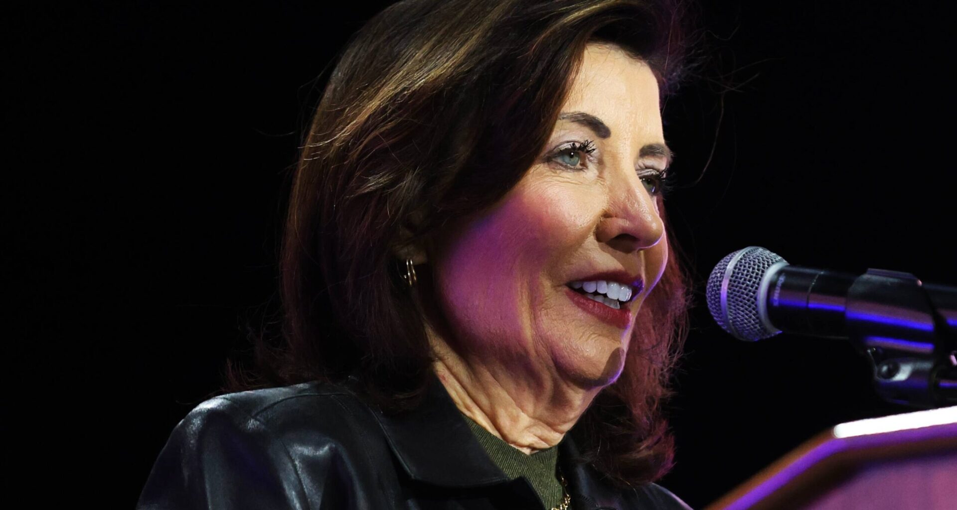Gov. Kathy Hochul speaks during a rally for New York City mayoral candidate Zohran Mamdani, Sunday, Oct. 26, 2025, in New York. Photo: Heather Khalifa/AP