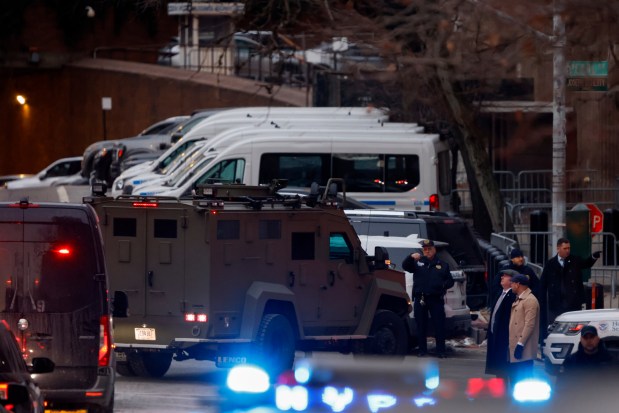 An armored vehicle carrying Venezuelan President Nicolas Maduro and his wife Cilia Flores arrives at Manhattan Federal Court, Monday, Jan. 5, 2026, in New York. (AP Photo/Stefan Jeremiah)