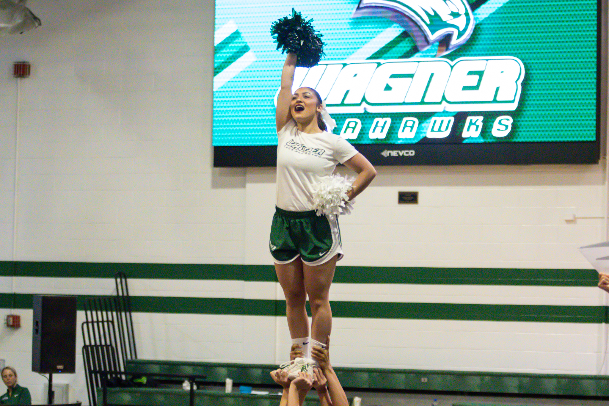 The event featured performances from four of the Staten Island teams competing in the National High School Cheerleading Competition this weekend along with the Seahawks showing off its routine. (Annie DeBiase for the Advance/SILive.com)