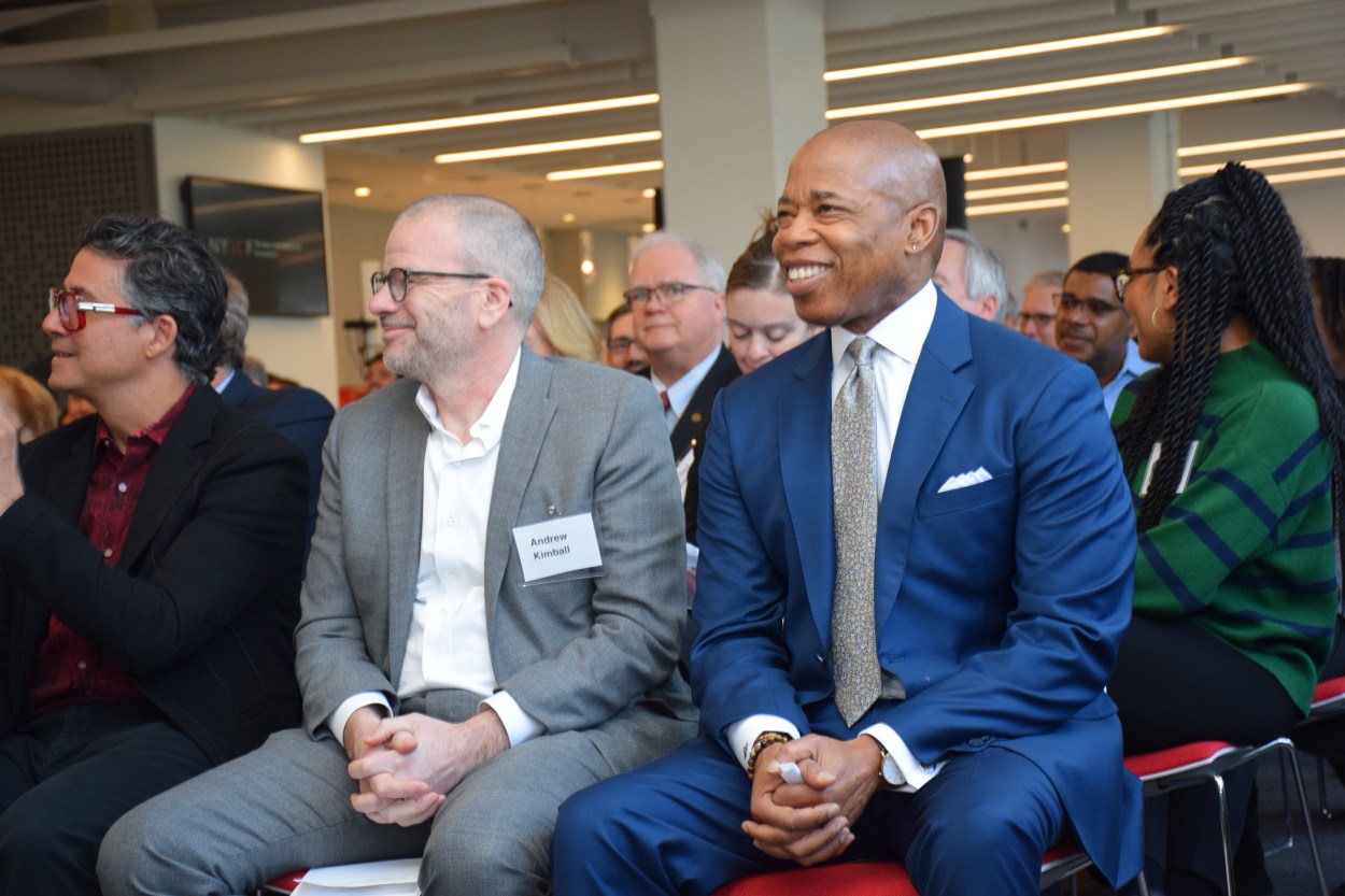 Andrew Kimball and Eric Adams at the opening of Hudson Research Center