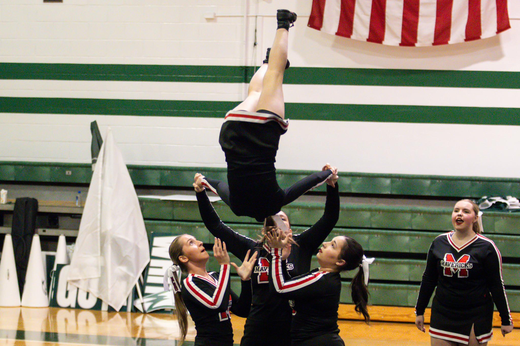 The event featured performances from four of the Staten Island teams competing in the National High School Cheerleading Competition this weekend along with the Seahawks showing off its routine. (Annie DeBiase for the Advance/SILive.com)