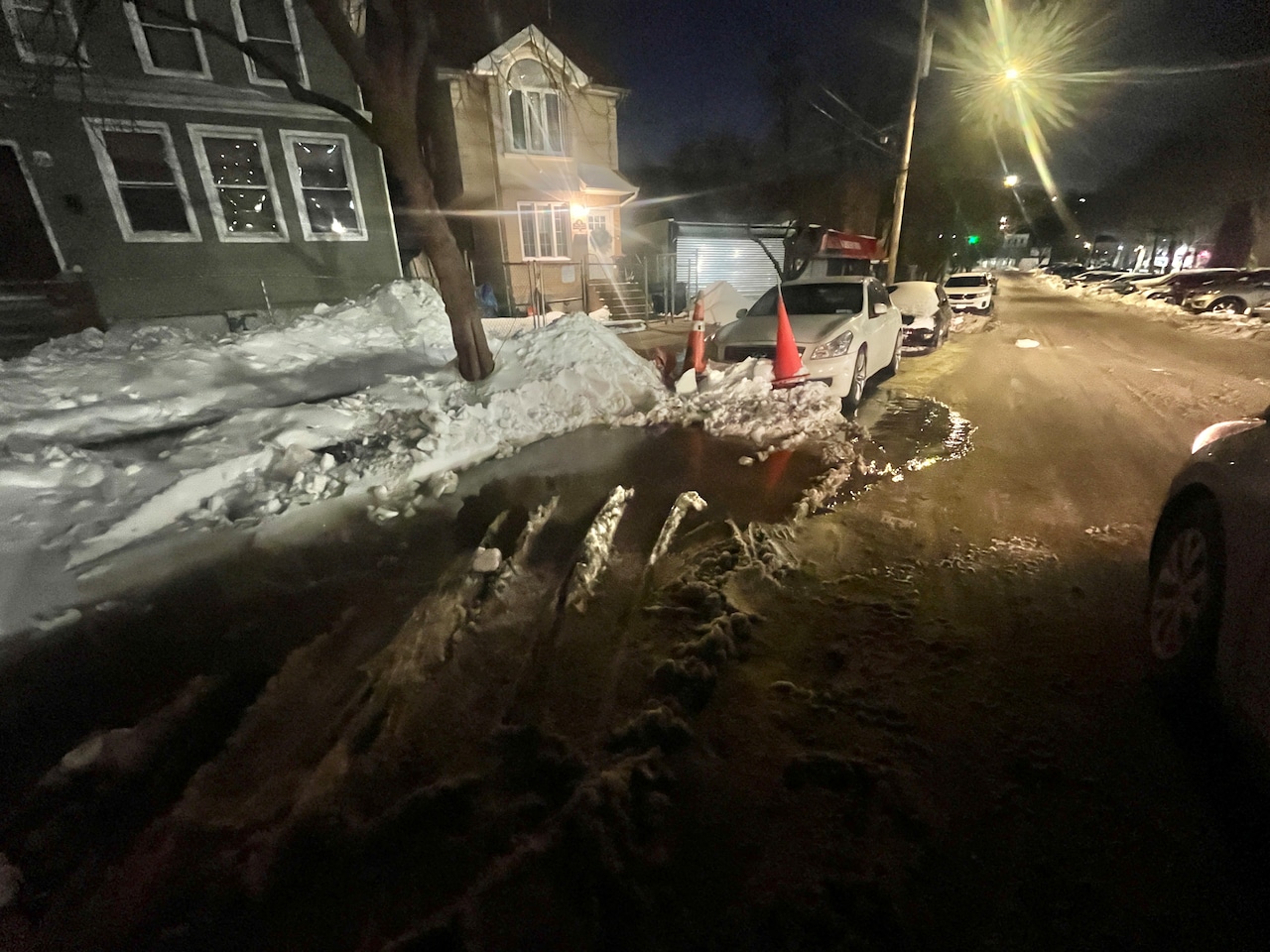 Water main break in Stapleton