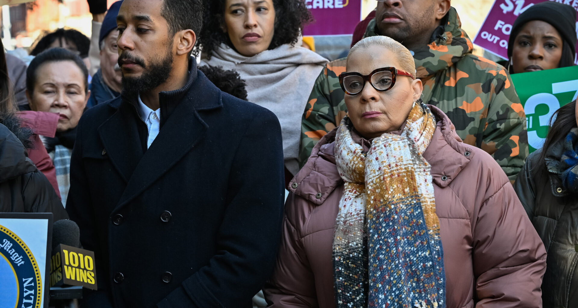 Councilmember Sandy Nurse, State Sen. Zellnor Myrie, Brooklyn Borough President Antonio Reynoso and Assemblymember Maritza Davila attend the rally. Photo by Gabriele Holtermann