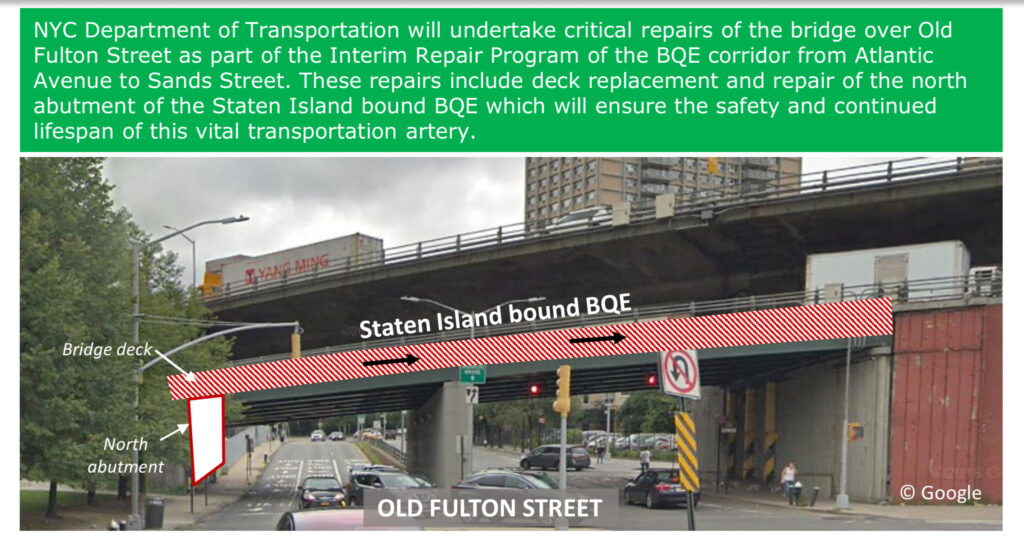Monthlong BQE repair work at Old Fulton Street begins Monday