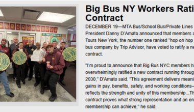 Transit Workers Union Local 100-Represented Big Bus NY Workers Ratify New Contract That Features ‘More Than 20% Wage Increases Over The Life Of The Agreement’