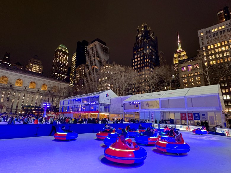 Bumper cars on ice at Bryant Park Winter Village