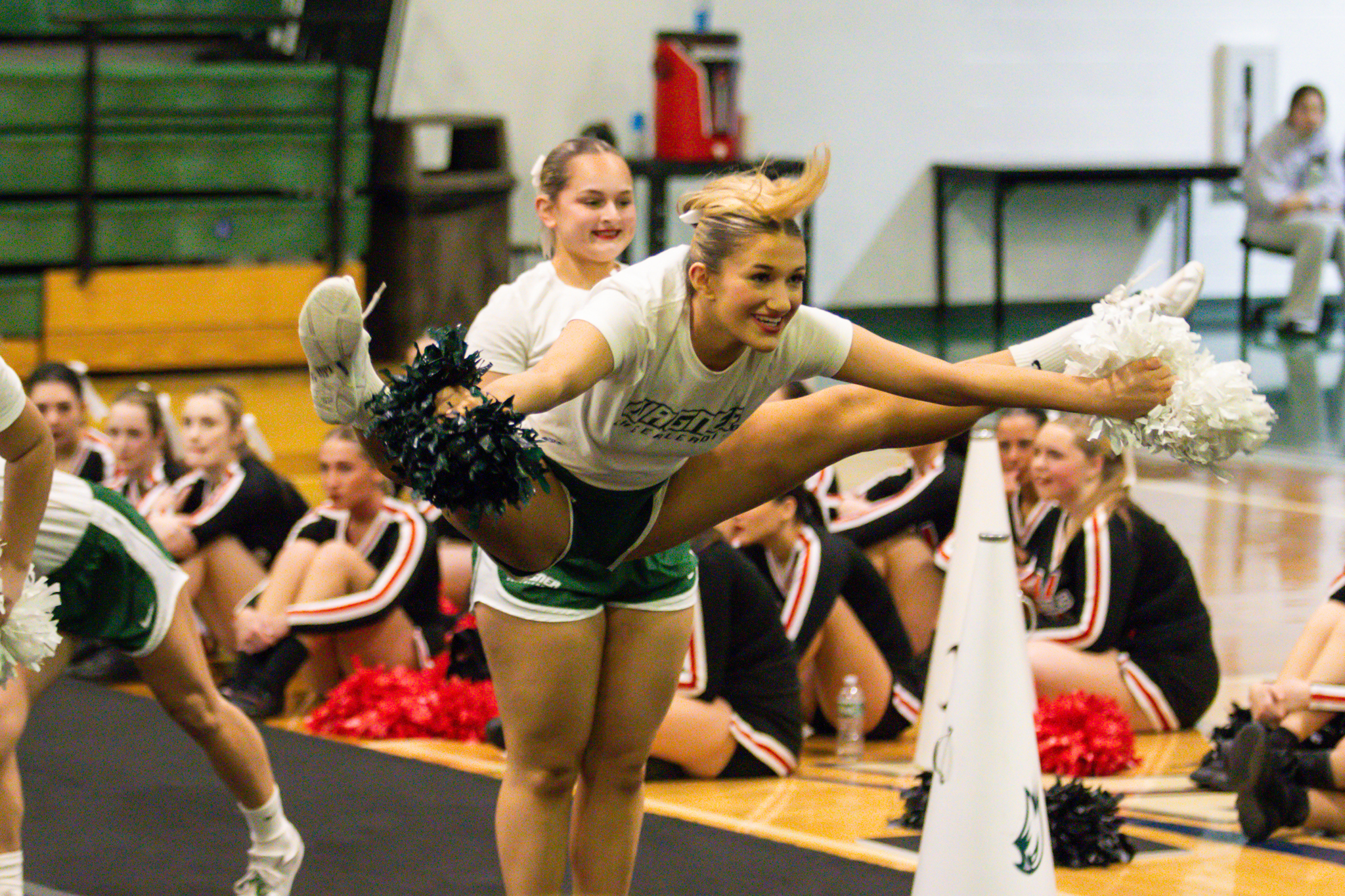 The event featured performances from four of the Staten Island teams competing in the National High School Cheerleading Competition this weekend along with the Seahawks showing off its routine. (Annie DeBiase for the Advance/SILive.com)