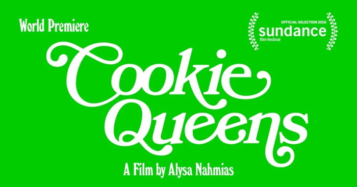 Promotional graphic with "Cookie Queens" in white script on a green background.
