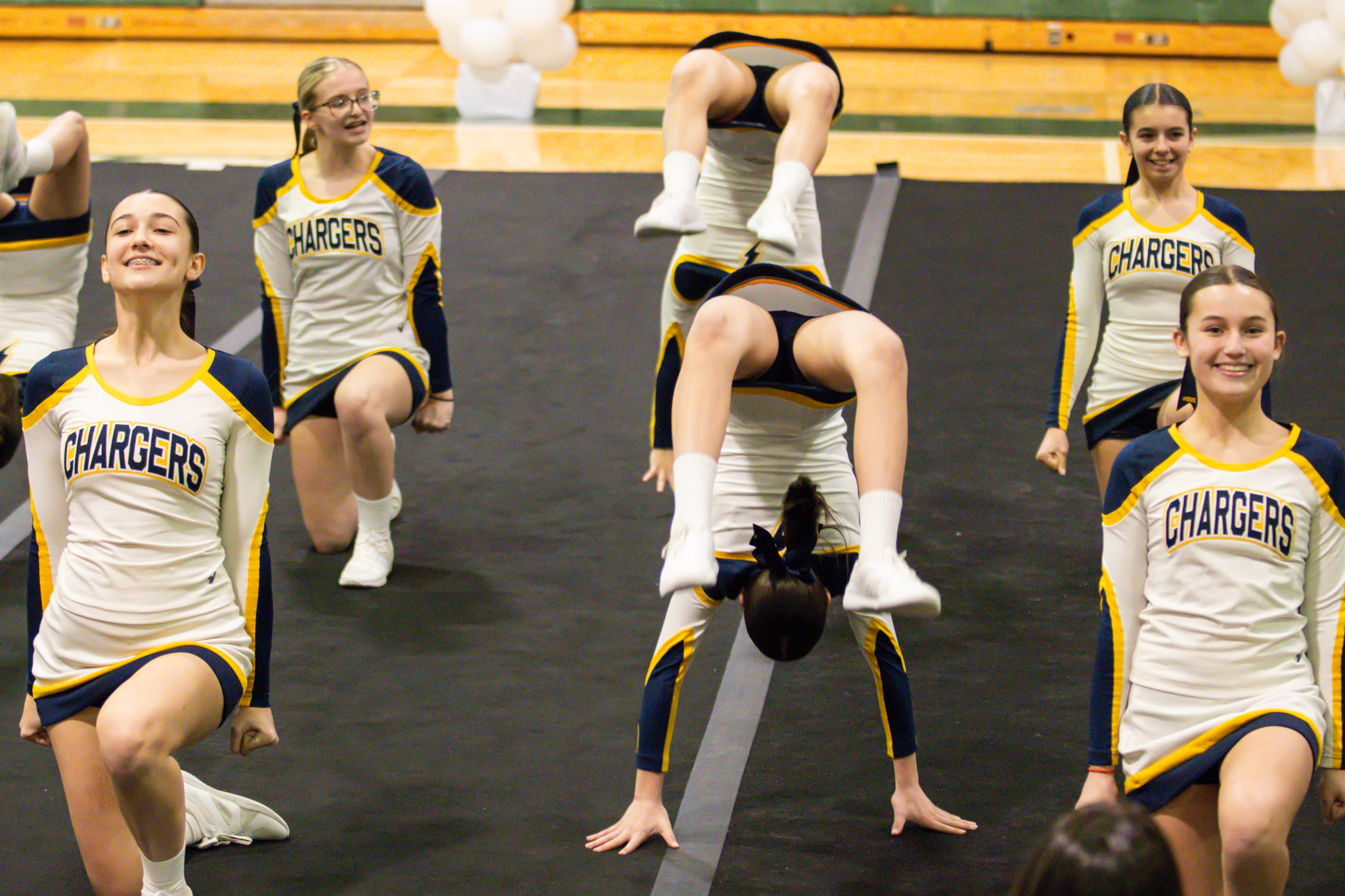The event featured performances from four of the Staten Island teams competing in the National High School Cheerleading Competition this weekend along with the Seahawks showing off its routine. (Annie DeBiase for the Advance/SILive.com)