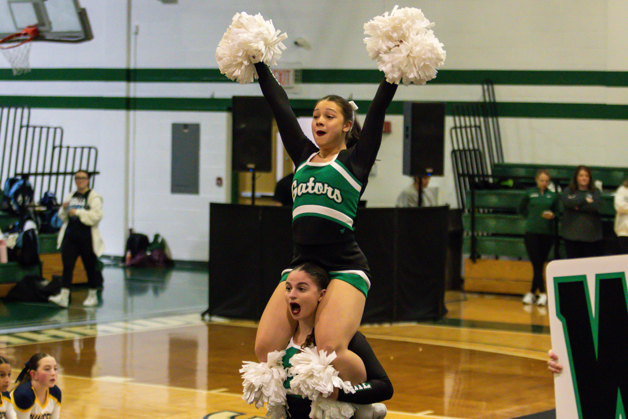 The event featured performances from four of the Staten Island teams competing in the National High School Cheerleading Competition this weekend along with the Seahawks showing off its routine. (Annie DeBiase for the Advance/SILive.com)