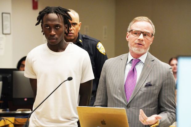 Saleh Ceesay, left, is pictured next to his attorney, Edward Sapone, during his arraignment in the Bronx on Monday, Dec. 29, 2025. (Tomas E. Gaston / Pool)