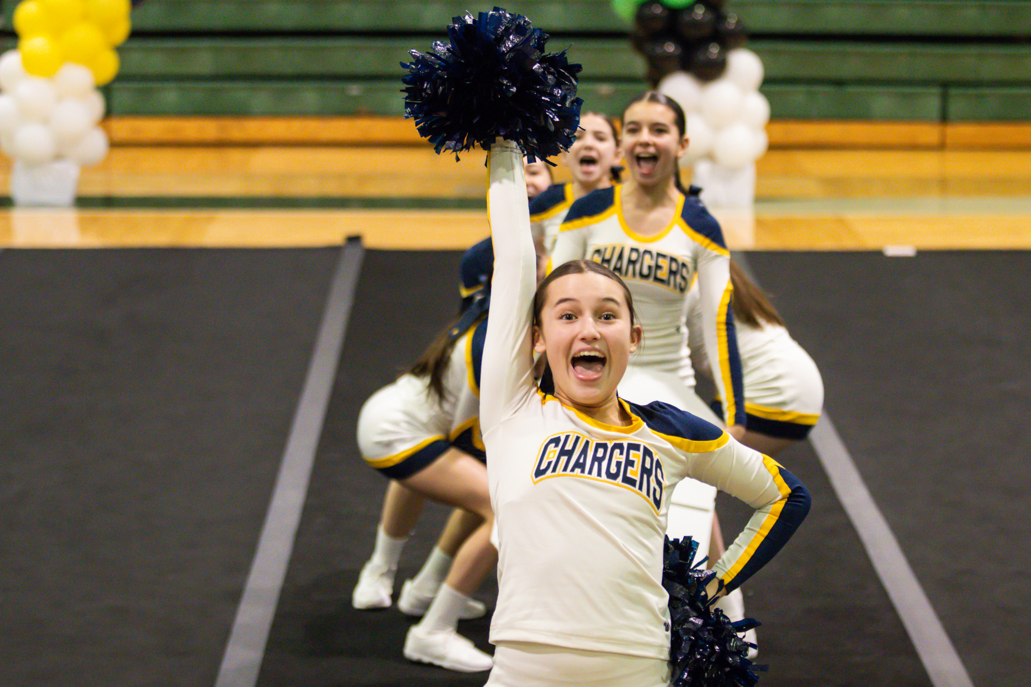 The event featured performances from four of the Staten Island teams competing in the National High School Cheerleading Competition this weekend along with the Seahawks showing off its routine. (Annie DeBiase for the Advance/SILive.com)