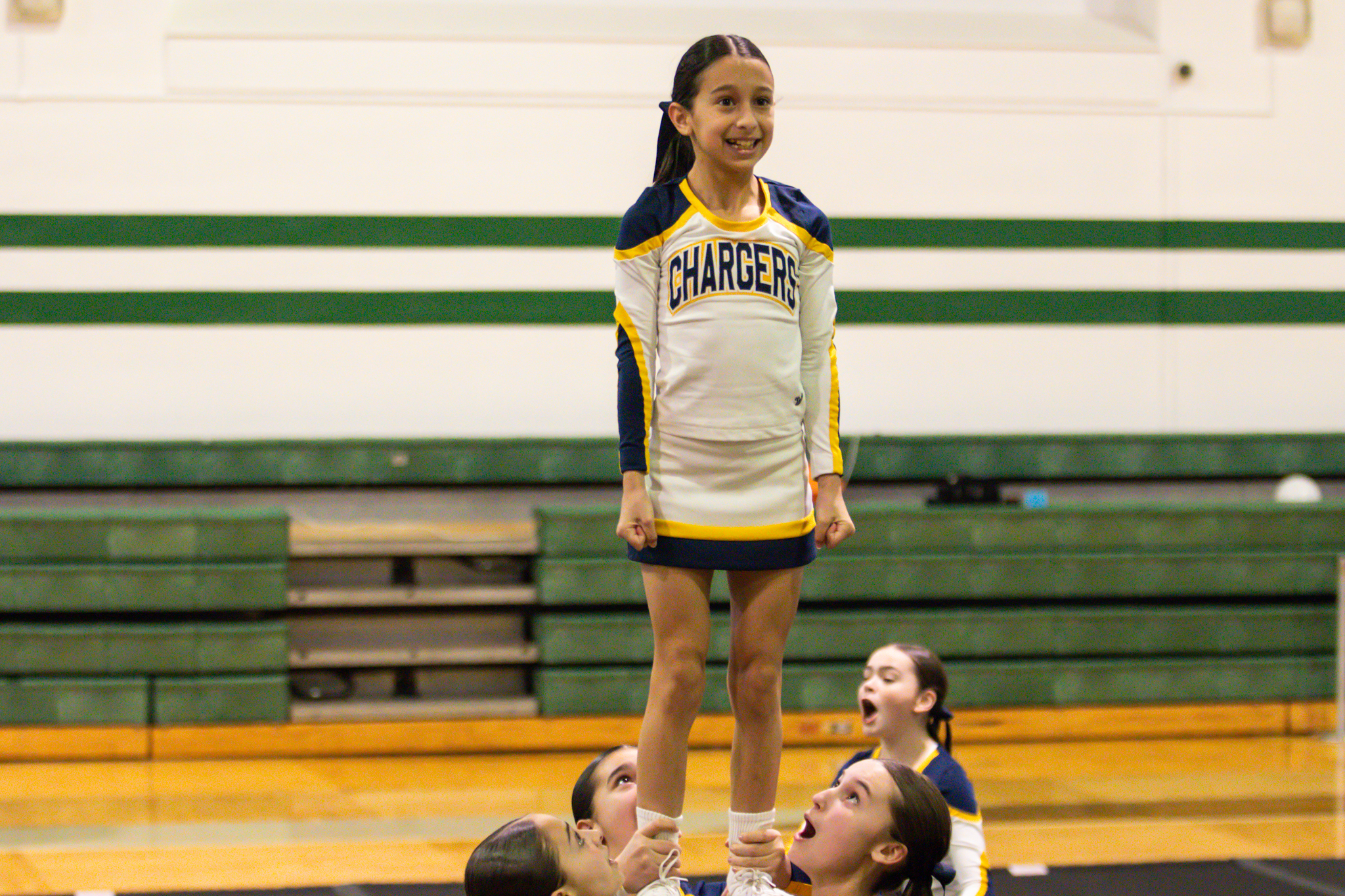 The event featured performances from four of the Staten Island teams competing in the National High School Cheerleading Competition this weekend along with the Seahawks showing off its routine. (Annie DeBiase for the Advance/SILive.com)