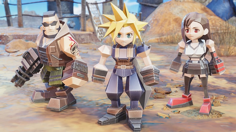 Barret (Masato Funaki), Cloud Strife (Takahiro Sakurai), and Tifa (Ayumi Ito) have never looked better in Final Fantasy VII Rebirth (2023), Square Enix / Nintendo